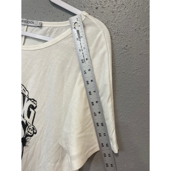 Misslook Size Small White Short Sleeves Rolling Stones Lightweight Tongue Logo - Picture 6 of 9